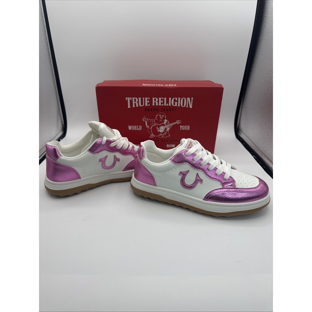 True‎ Religion Karlie Pink White Women's Sneakers Shoes Size 9 Casual Lace Up